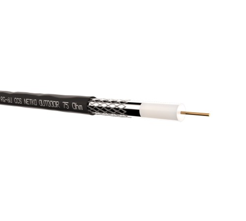 Кабель коаксиальный RG-6U 75 Ом (CCS оплетка 32 нити AL) наружный черный (100м) Netko Optima CXC-3120.3X.1B (58030)