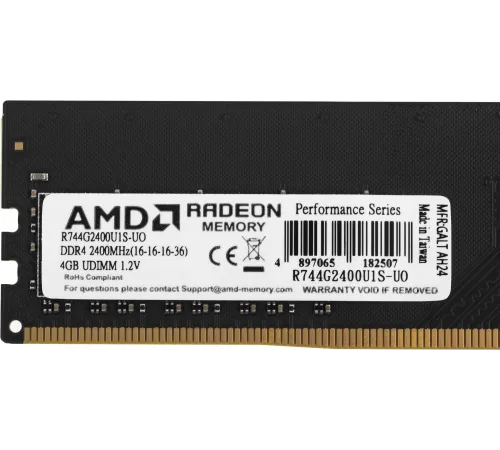 Память DDR4 4Gb 2400MHz AMD R744G2400U1S-UO