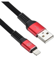 Кабель Digma LIGHT-1.2M-FLAT-BLK USB (m)-Lightning (m) 1.2м черный/красный плоский