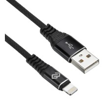 Кабель Digma LIGHT-2M-BRAIDED-BLK USB (m)-Lightning (m) 2м черный