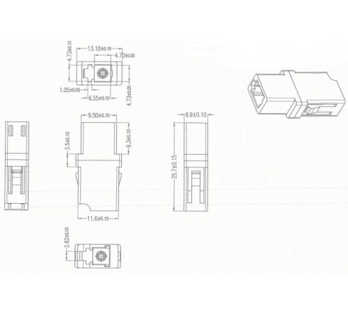 Оптический проходной адаптер LC-LC MM simplex Hyperline FA-P00Z-LC/LC-N/WH-BG