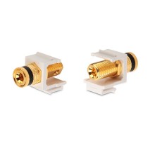 Вставка формата Keystone Jack с коннектором Binding Post (черный) Hex. type gold plated ROHS белая Hyperline KJ1-BP/BK-HG-WH