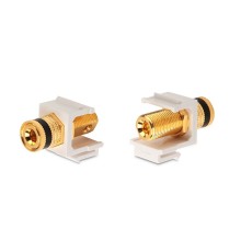 Вставка формата Keystone Jack с коннектором Binding Post (черный) Hex. type gold plated ROHS белая Hyperline KJ1-BP/BK-HG-WH
