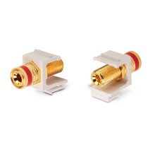 Вставка формата Keystone Jack с коннектором Binding Post (красный) Hex. type gold plated ROHS белая Hyperline KJ1-BP/RD-HG-WH