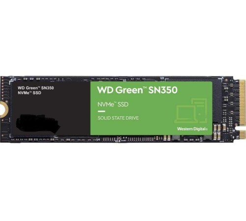 Твердотельный диск 960GB WD Green SN350 NVMe, M.2 2280, PCI-E 3x4, R/W - 2400/1900 MB/s 3D-NAND TLC (WDS960G2G0C) (id 18457)