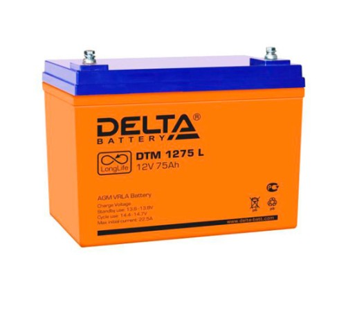 Аккумулятор Delta 12V 75Ah (DTM 1275 L)