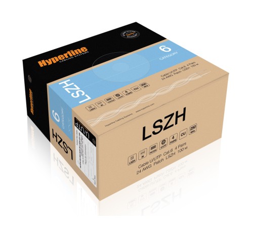 Кабель витая пара Hyperline UUTP4-C6-P24-NCR-IN-LSZH-BK-100