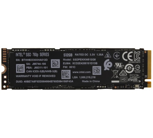 Жёсткий диск Intel 760p 512Gb SSD (SSDPEKKW512G8XT)