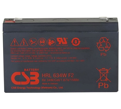 Аккумулятор CSB 6V 34Вт/Эл (HRL634W F2)