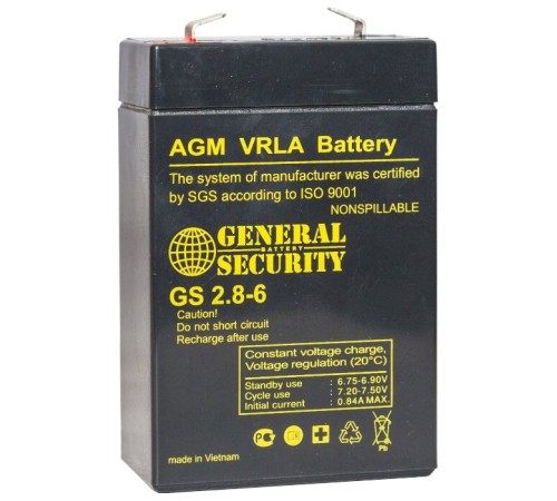 Аккумулятор General Security 6V 2,8Ah (GS2.8-6)