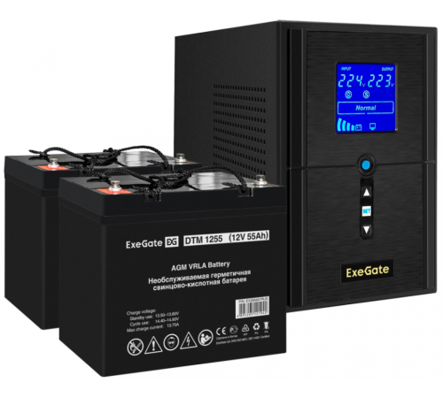 ИБП + батарея ExeGate SineTower SZ-1000.LCD.AVR.2SH.1C13.USB (EX296796RUS)