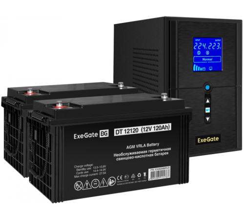 ИБП + батарея ExeGate SineTower SZ-1000.LCD.AVR.2SH.1C13.USB (EX296799RUS)