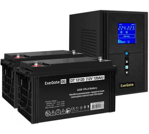 ИБП + батарея ExeGate SineTower SZ-1500.LCD.AVR.2SH.1C13.USB (EX296829RUS)