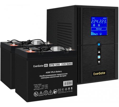 ИБП + батарея ExeGate SineTower SZ-1500.LCD.AVR.2SH.1C13.USB (EX296819RUS)
