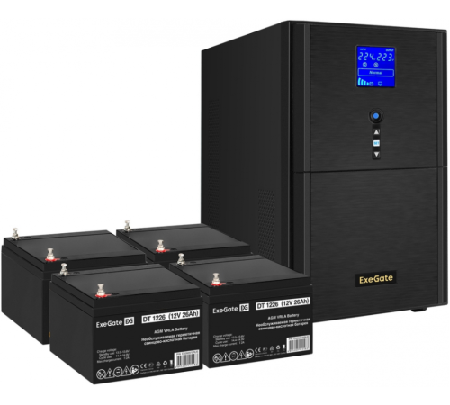 ИБП + батарея ExeGate SineTower SZ-3000.LCD.AVR.3SH.1C13.RJ.USB (EX296860RUS)