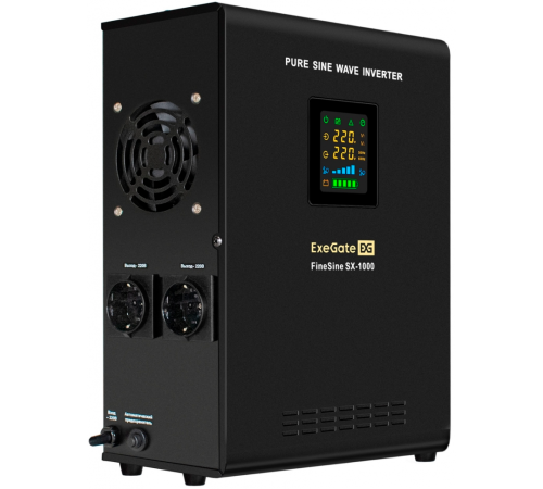 ИБП + батарея ExeGate FineSine SX-1000.LCD.AVR.2SH (EX296546RUS)