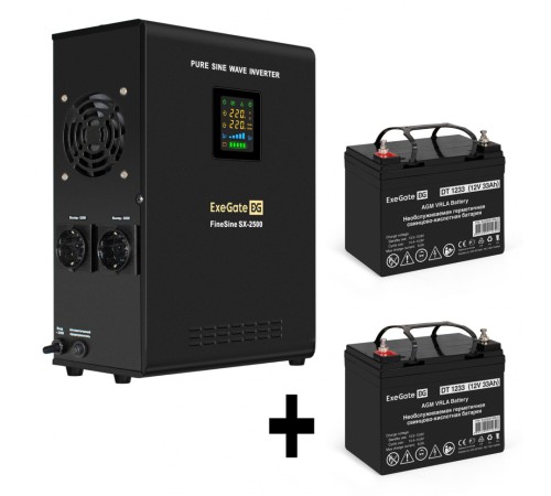 ИБП + батарея ExeGate FineSine SX-2500.LCD.AVR.2SH (EX296613RUS)
