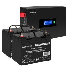 Инвертор ExeGate IdealSine SR-1500/2 x DT 1233 (12В, 33Ач), 1500 ВА, 1.5 кВт, черный (EX297428RUS)