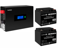 Инвертор ExeGate IdealSine SR-1500/2 x DT 1240 (12В, 40Ач), 1500 ВА, 1.5 кВт, черный (EX297430RUS)