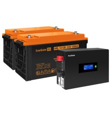 Инвертор ExeGate IdealSine SR-1500/2 x HRL 12-120 (12В, 120Ач) , 1500 ВА, 1.5 кВт, черный (EX297444RUS)