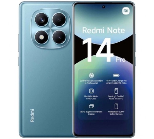 Смартфон Xiaomi Redmi Note 14 Pro 12+512Gb голубой (MZB0IW0RU)