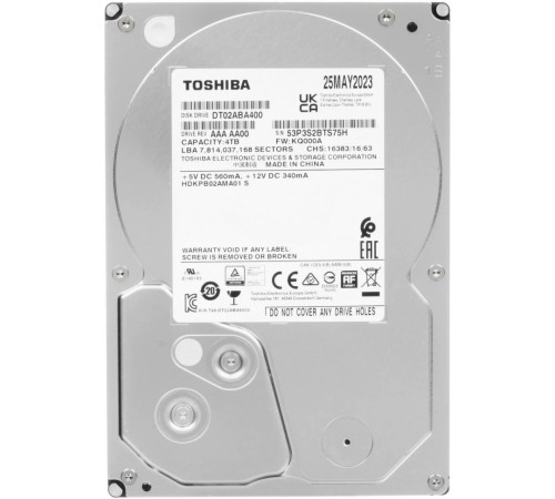 Жёсткий диск Toshiba DT02 4Tb (DT02ABA400)
