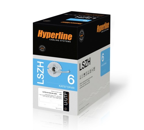 Кабель витая пара Hyperline UUTP4-C6-S23-IN-LSZH-BK-305