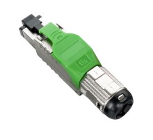 Разъем полевой оконцовки RJ-45 (8P8C) под витую пару для одножильного кабеля toolless категория 6A экранированный накручивающийся хвостовик зеленый IDC Hyperline PLUE-8P8C-S-C6A-SH-GN