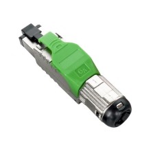 Разъем полевой оконцовки RJ-45 (8P8C) под витую пару для одножильного кабеля toolless категория 6A экранированный накручивающийся хвостовик зеленый IDC Hyperline PLUE-8P8C-S-C6A-SH-GN