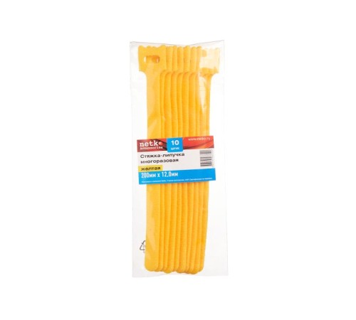 Стяжка-липучка многоразовая 200*12 /10 шт (желтая) Netko Optima 12 x 200 yellow (54537)