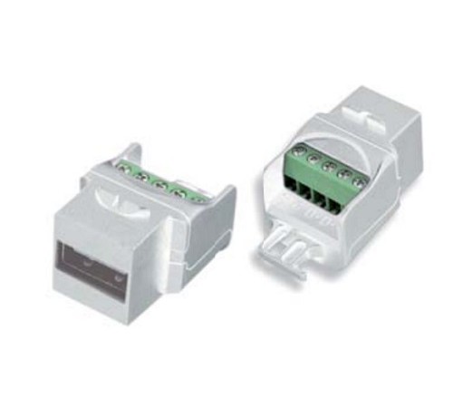 Вставка формата Keystone Jack USB 2.0 (Type A) под винт ROHS белая Hyperline KJ1-USB-A2-SCRW-WH