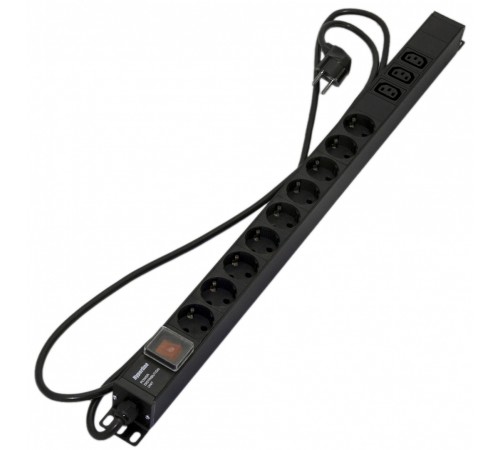 Блок розеток вертикальный Hyperline SHE-9SH-3IEC-S-2.5EU