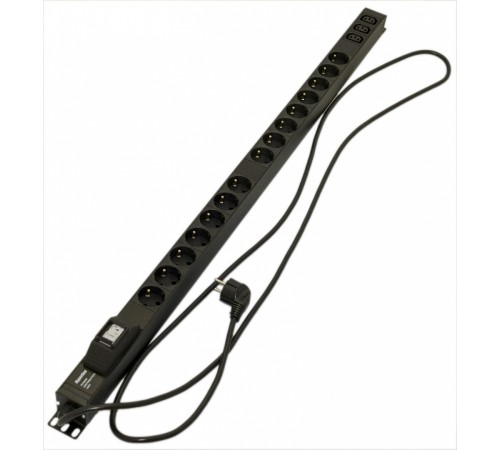 Блок розеток вертикальный Hyperline SHE-15SH-3IEC-B-2.5EU