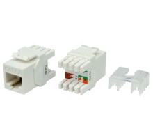 Вставка Keystone Jack RJ-45 (8P8C) Hyperline KJ8-8P8C-C6A-180-WH