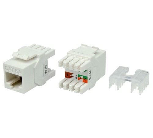 Вставка Keystone Jack RJ-45 (8P8C) Hyperline KJ8-8P8C-C6A-180-WH