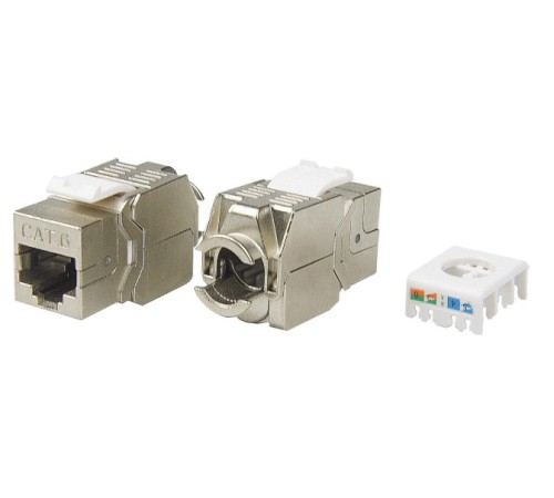Вставка Keystone Jack RJ-45 (8P8C) Hyperline KJ8-8P8C-C6-180-TLS-SH-F-WH
