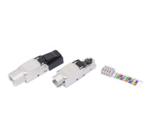 Разъем полевой оконцовки RJ-45 (8P8C) под витую пару для одножильного кабеля toolless категория 6A экранированный накручивающийся хвостовик IDC Hyperline PLUD-8P8C-S-C6A-SH