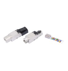 Разъем полевой оконцовки RJ-45 (8P8C) под витую пару для одножильного кабеля toolless категория 6A экранированный накручивающийся хвостовик IDC Hyperline PLUD-8P8C-S-C6A-SH
