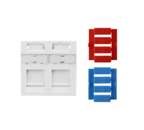 Вставка 45x45 (аналог Mosaic) для 2х модулей Keystone Jack со шторками Hyperline SIP3-2K-M45-45