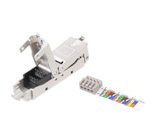 Проходной адаптер (coupler) категория 6A полный экран IDC Hyperline CA3-IDC-C6A-SH-F-SL