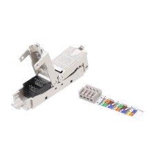 Проходной адаптер (coupler) категория 6 полный экран IDC Hyperline CA3-IDC-C6-SH-F-SL