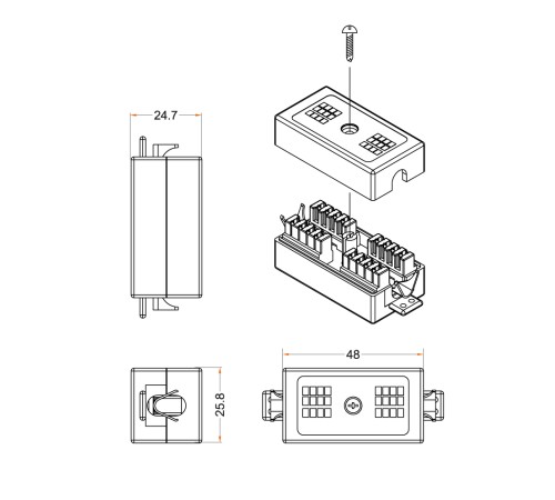 Проходной адаптер (coupler) Dual IDC категория 5e 4 пары экранированный Hyperline CA-IDC-C5e-SH-F-WH