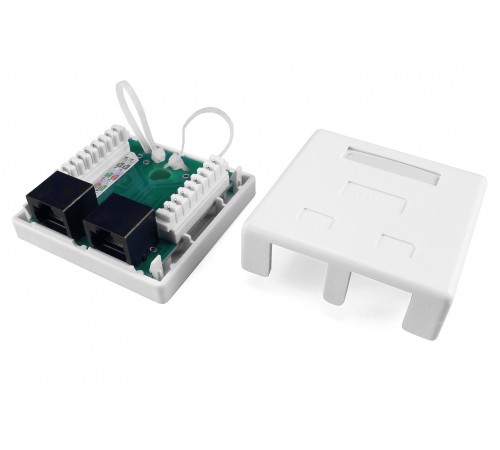 Розетка компьютерная RJ-45 (8P8C) категория 5e двойная внешняя Dual IDC Hyperline SB1-2-8P8C-C5e-WH Розетка компьютерная RJ-45 (8P8C) категория 5e двойная внешняя Dual IDC Hyperline SB1-2-8P8C-C5e-WH