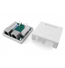 Розетка компьютерная RJ-45 (8P8C) категория 5e экранированная двойная внешняя Dual IDC Hyperline SB1-2-8P8C-C5e-SH-WH