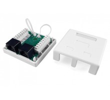 Розетка компьютерная RJ-45 (8P8C) категория 6 двойная внешняя Dual IDC Hyperline SB1-2-8P8C-C6-WH