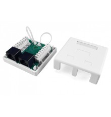 Розетка компьютерная RJ-45 (8P8C) категория 6 двойная внешняя Dual IDC Hyperline SB1-2-8P8C-C6-WH