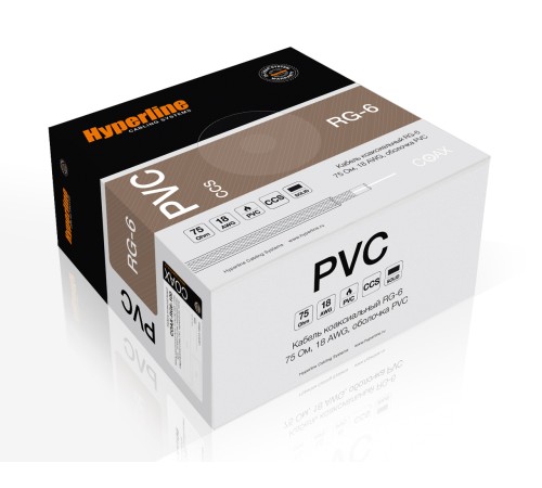 Кабель коаксиальный Hyperline COAX-RG6-100
