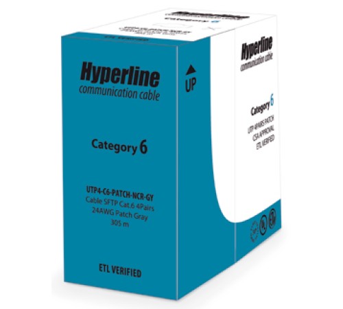 Кабель витая пара Hyperline UUTP4-C6-P24-NCR-IN-LSZH-OR-100