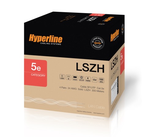 Кабель витая пара Hyperline SFUTP4-C5E-S24-IN-LSZH-GN-305
