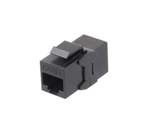 Проходной адаптер (coupler) RJ-45 (8P8C) формата Keystone Jack категория 6a 4 пары черный Hyperline CA2-KJ-C6A-BK